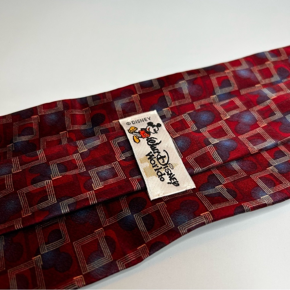 Disney Red and Blue Mickey Mouse Pattern 56” Silk Tie - Picture 3 of 4
